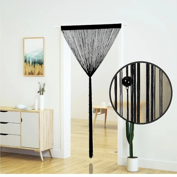 YaoYue Beaded String Curtain Black - Picture 3 of 8